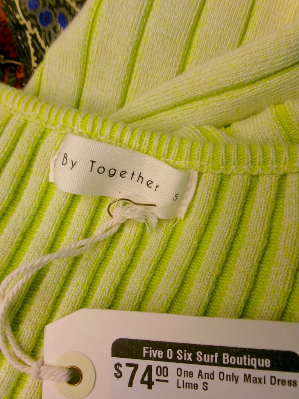 By Together Lime Green Ribbed Knit Bodycon Maxi Dress NWT Small - Picture 7 of 8